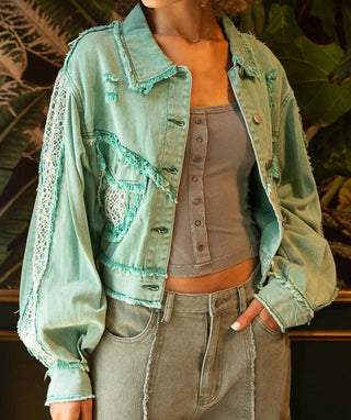 Pol - Cropped Relaxed Fit Embellished Jacket