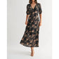 Fun 2 Fun - Leaf Print Satin Midi Dress