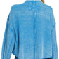 Zenana - Acid Wash Waffle Knit Crop Shacket