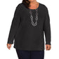 On The Plus Side - Jersey Long Sleeve U-Neck Tee - Plus