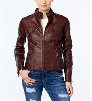 Jou Jou Junior's Faux Leather Moto Jacket Brown Size XX-Large