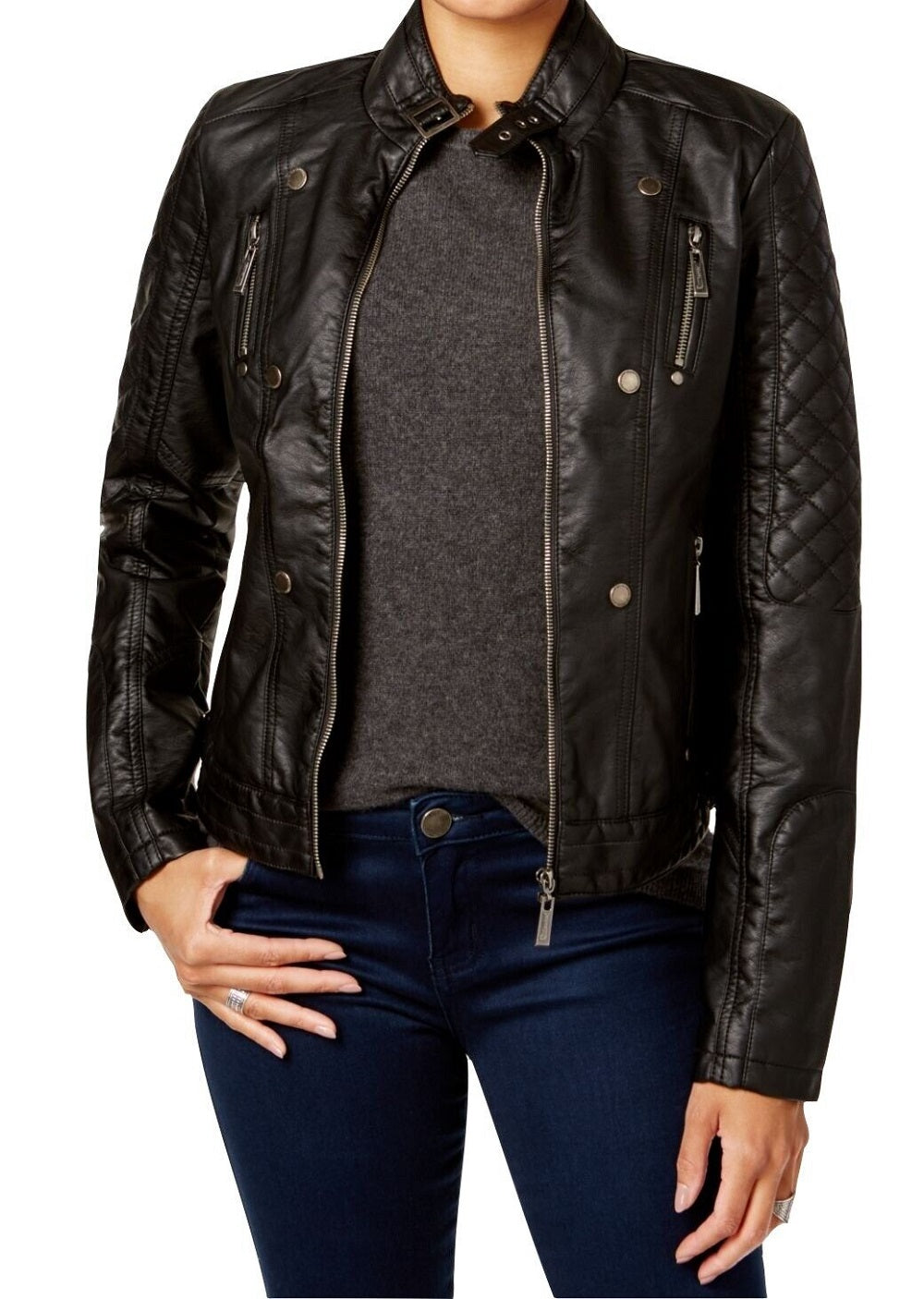 Jou Jou Junior's Faux Leather Jacket Black Size Small