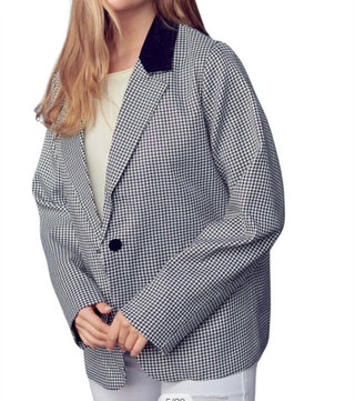 &Merci - Contrast Lapel Collar Houndstooth Blazer