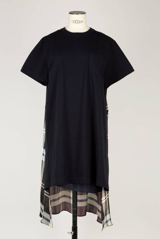 Sacai - Plaid Print Cotton Jersey Dress