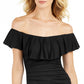 La Blanca Women's Off The Shoulder One Piece Swimsuit Black Size 8