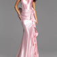 Jovani - Backless Satin Gown With Bow Accent