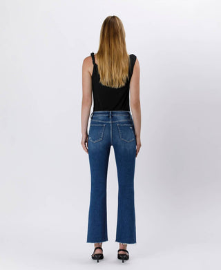 Lovervet - High Rise Crop Raw Hem Bootcut Jeans