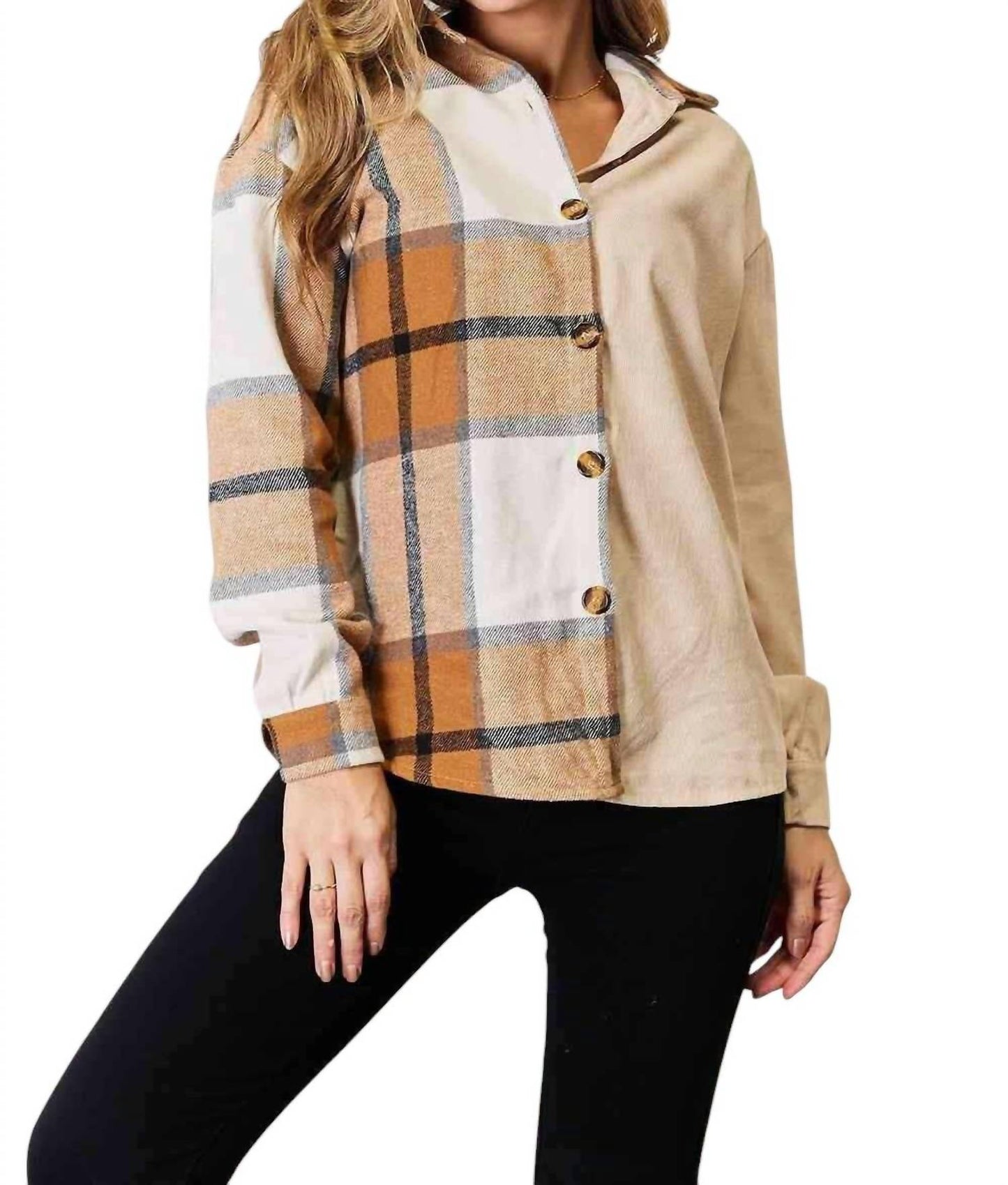 Double Take - Plaid Print Dropped Shoulder Shirt