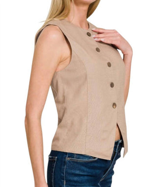 Zenana - Linen Button Vest