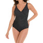 Miraclesuit - Pin Point Oceanus Surplice One Piece Swimsuit