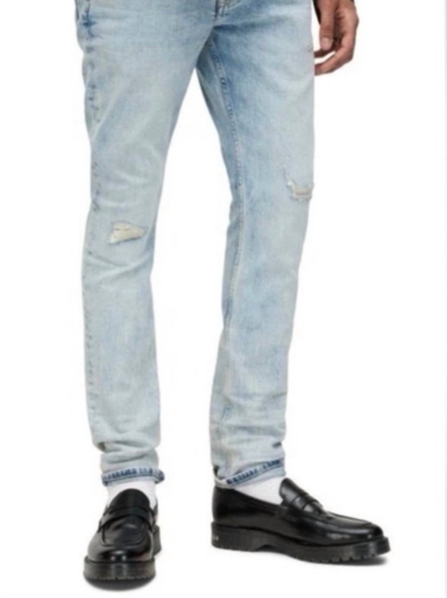 Allsaints - Cigarette Damaged Acid Wash Jeans