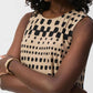 Joseph Ribkoff - Polka Dot Print Crew Neck Sleeveless Tunic Top