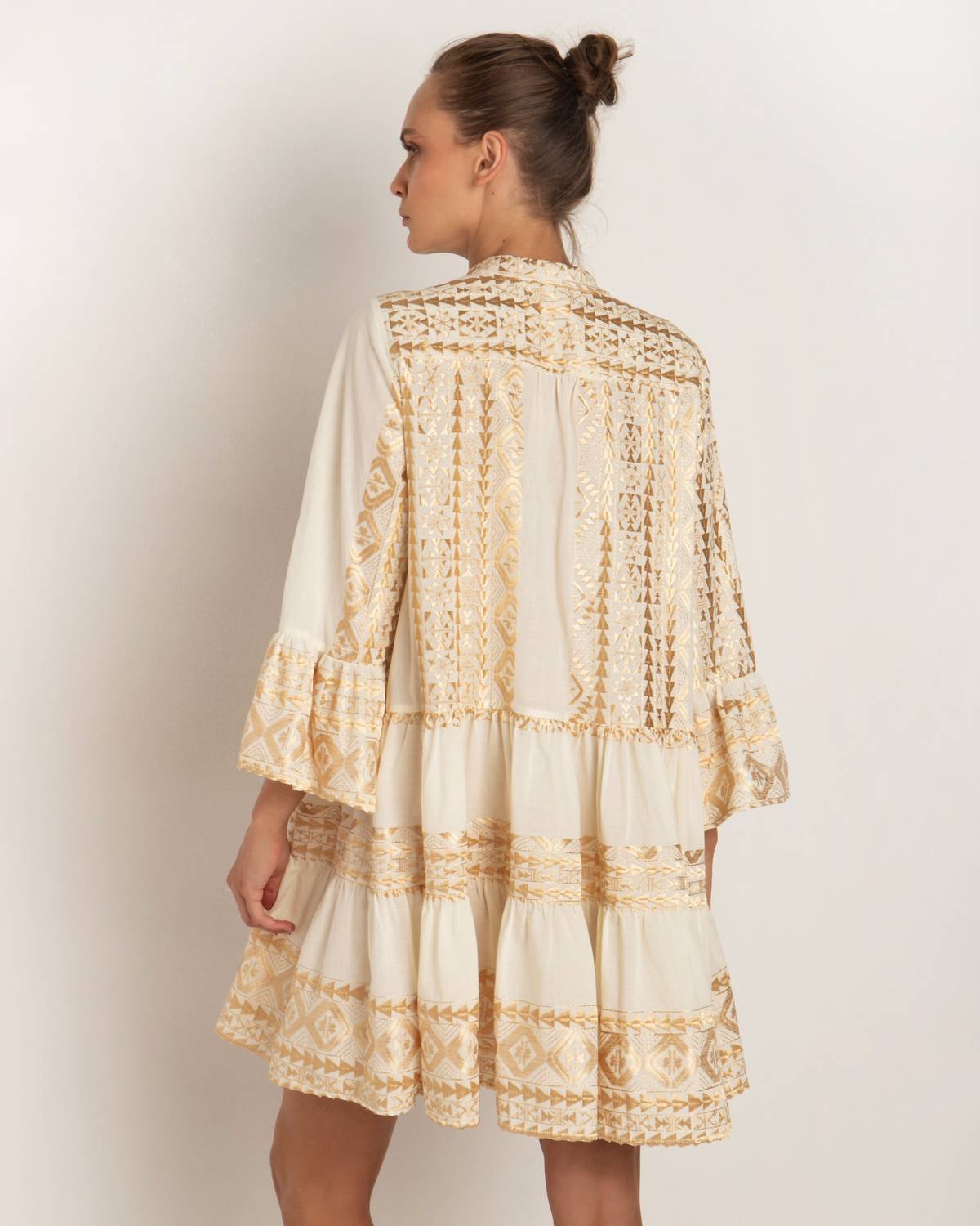 Greek Archaic Kori - Adrianne Short Ruffle Sleeve Dress