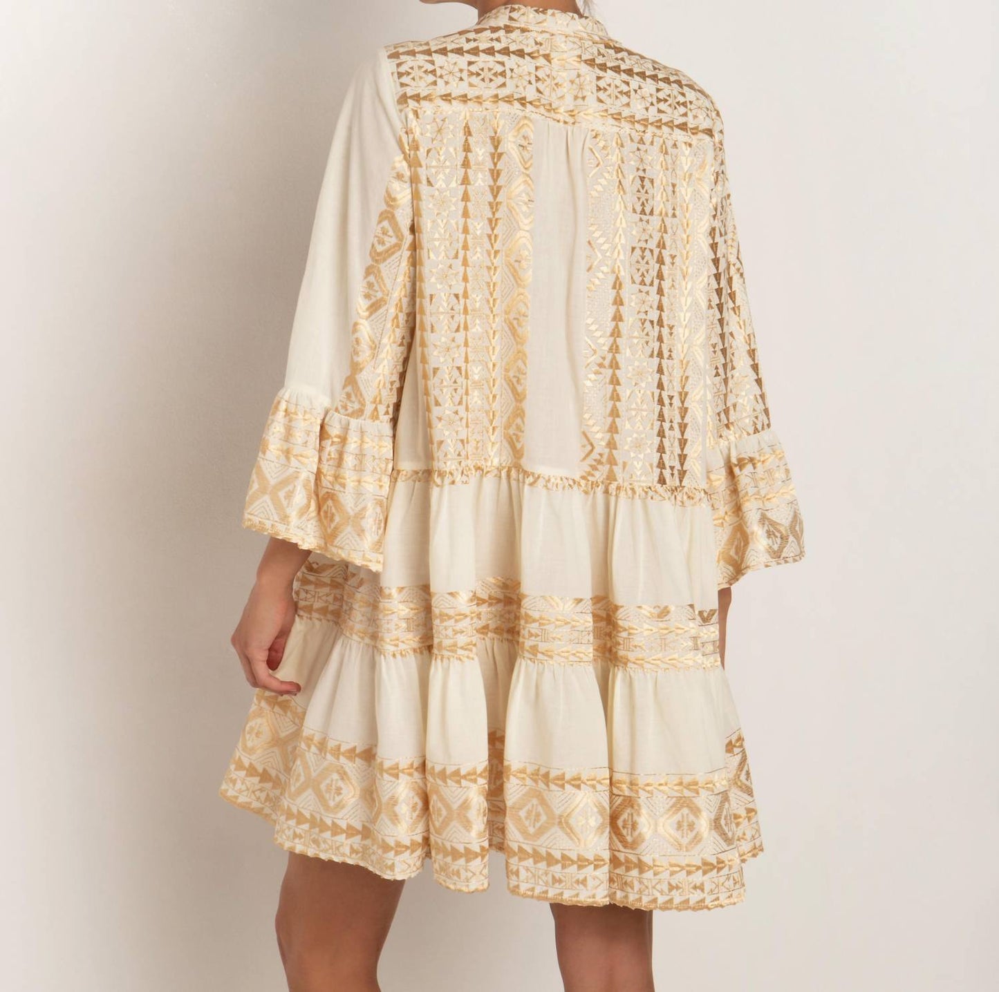 Greek Archaic Kori - Adrianne Short Ruffle Sleeve Dress