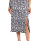Halogen Printed Slit Hem Midi Skirt - Black & White