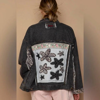 Pol - Oversized Denim Floral Jacket