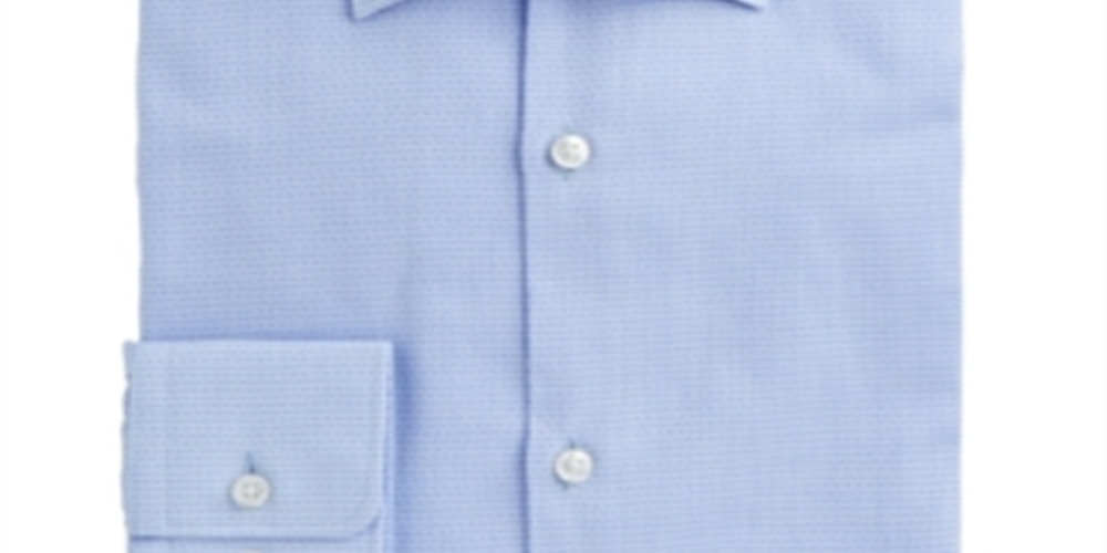 Hugo Boss Men's Slim Fit Basketweave Dress Shirt Blue Size 17.5X32X33