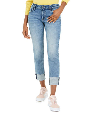 KUT from the Kloth Women's Catherine Raw Hem Boyfriend Jeans Blue Size 16