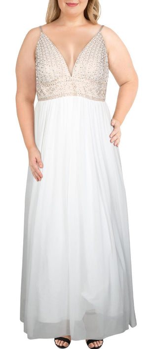 Say Yes to the Prom Women's Mesh Embellished Slip Dress White Size 22