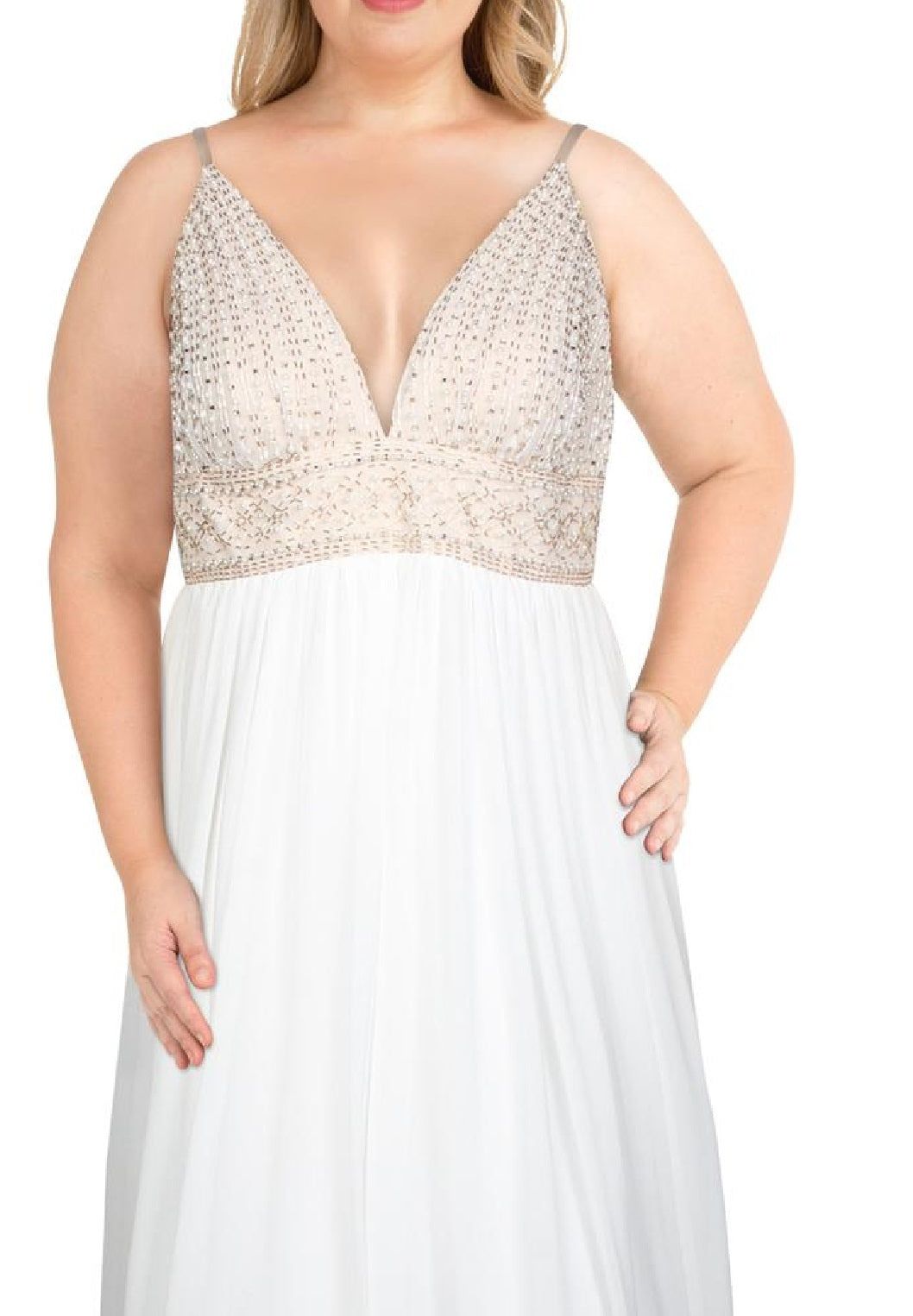 Say Yes to the Prom Women's Mesh Embellished Slip Dress White Size 22