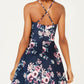 Speechless Women's Floral Criss Cross Scuba Dress Blue Size 11