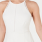 Speechless Women's Stretch Zippered Ruffled Sleeveless Halter Short Fit Flare Dress White Size X-Large