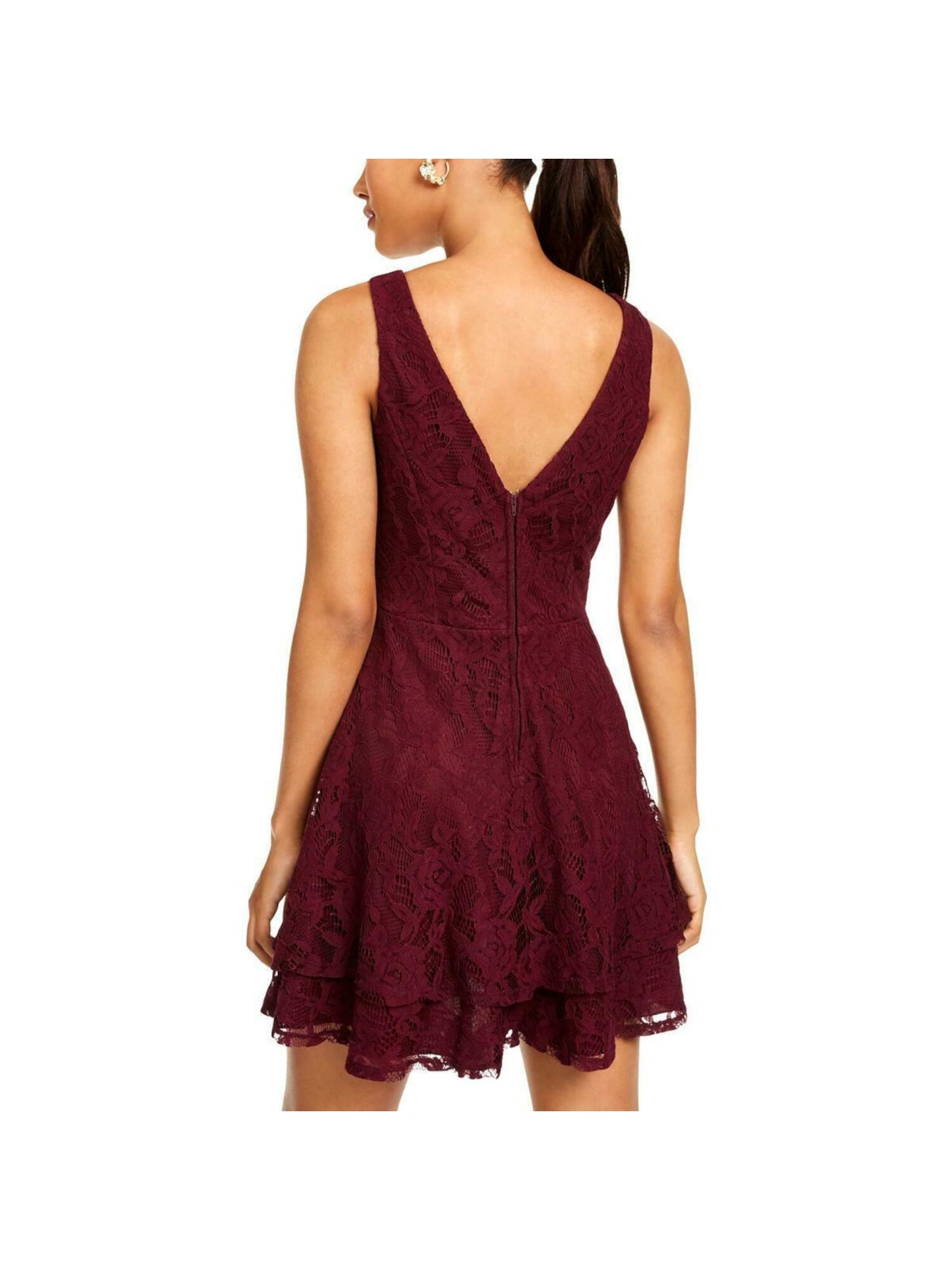Speechless Women's Sleeveless Jewel Neck Short Cocktail Fit Flare Dress Purple Size 15