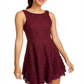 Speechless Women's Sleeveless Jewel Neck Short Cocktail Fit Flare Dress Purple Size 15