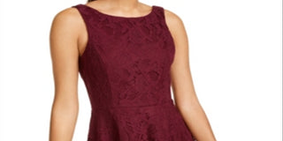 Speechless Women's Sleeveless Jewel Neck Short Cocktail Fit Flare Dress Purple Size 15