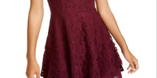 Speechless Women's Sleeveless Jewel Neck Short Cocktail Fit Flare Dress Purple Size 15