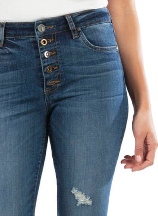 Kut From The Kloth Women's Donna Button Fly High Waist Raw Skinny Jeans Blue Size 2
