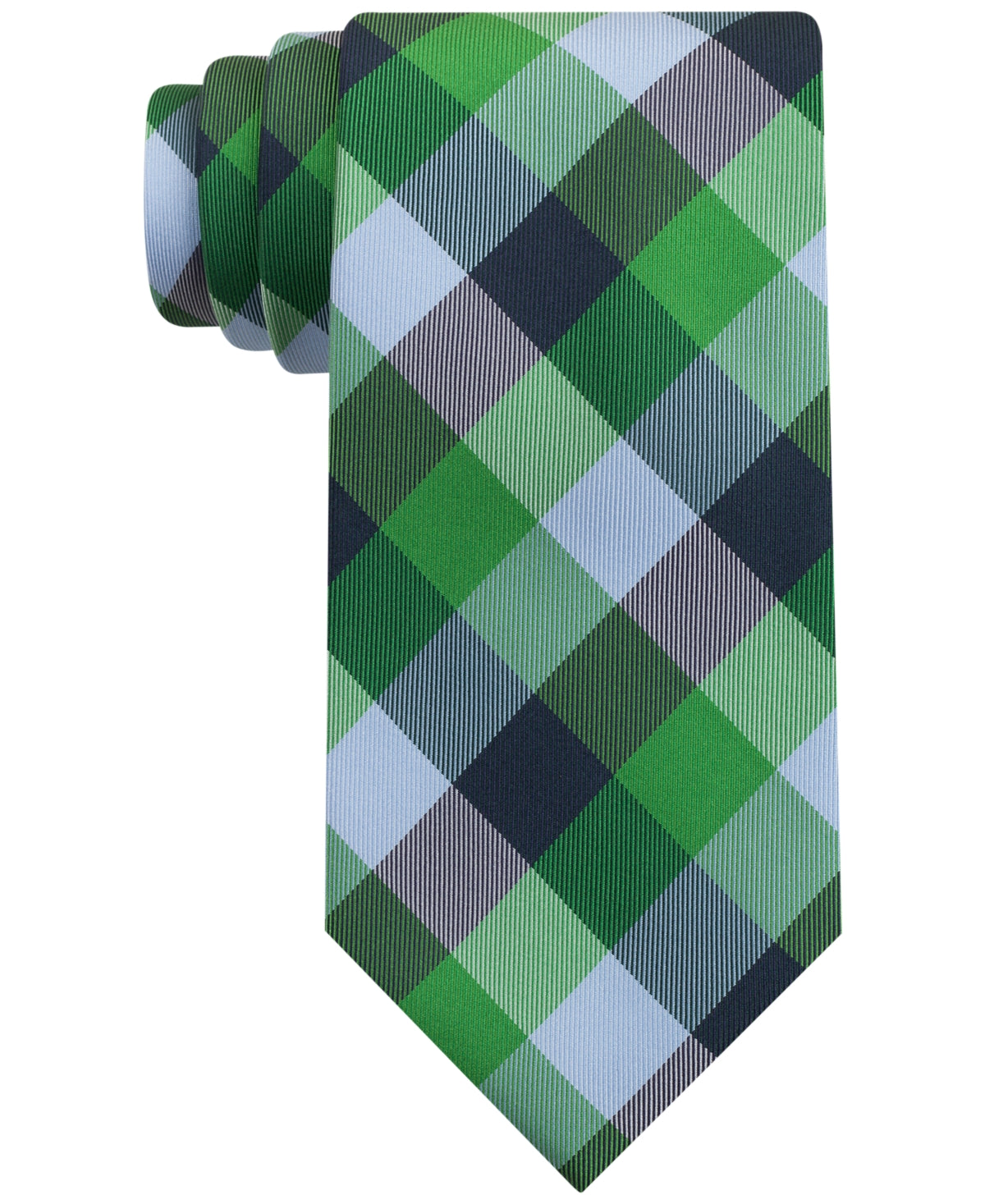 Tommy Hilfiger Men's Buffalo Check Tartan Silk Tie Green Size Regular