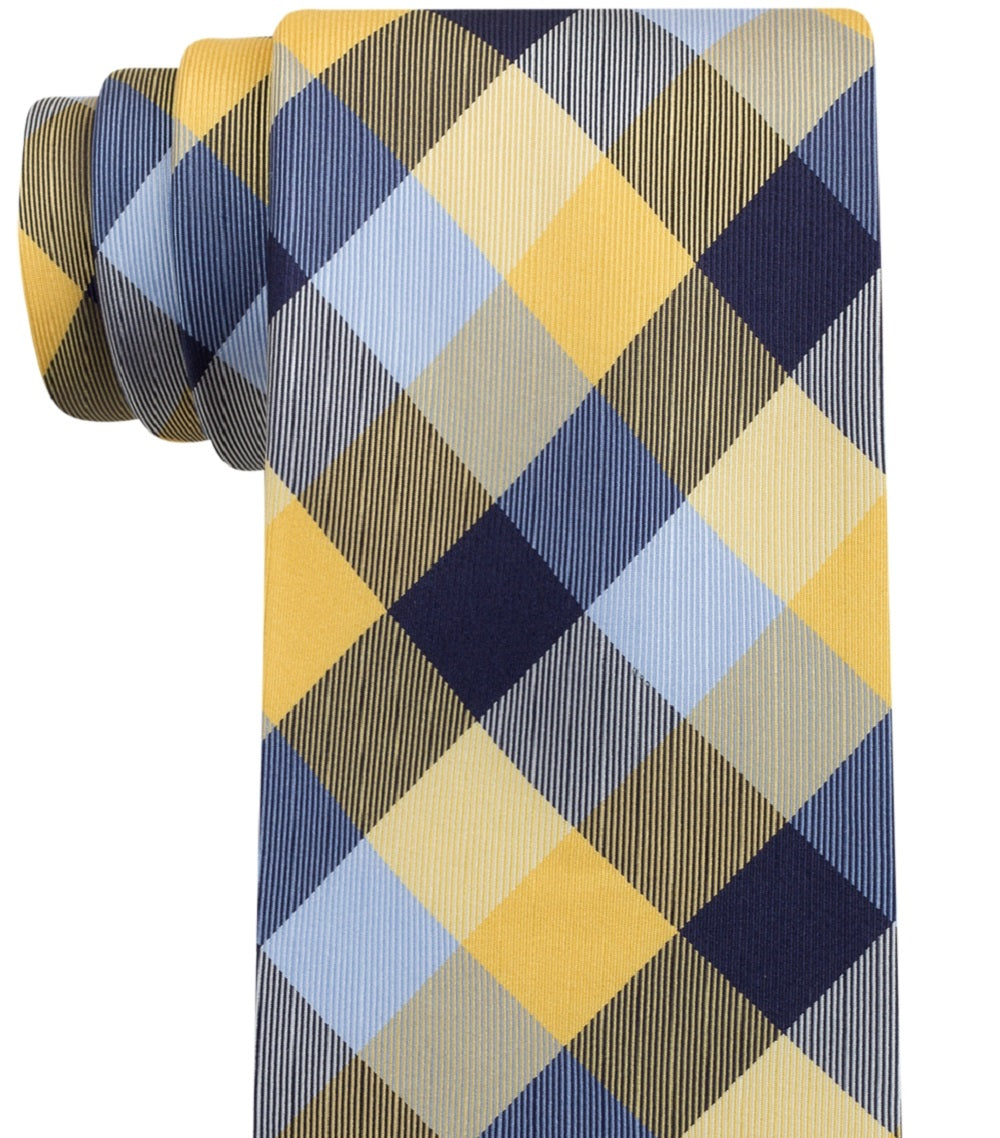 Tommy Hilfiger Men's Buffalo Check Tartan Silk Tie Yellow Size Regular