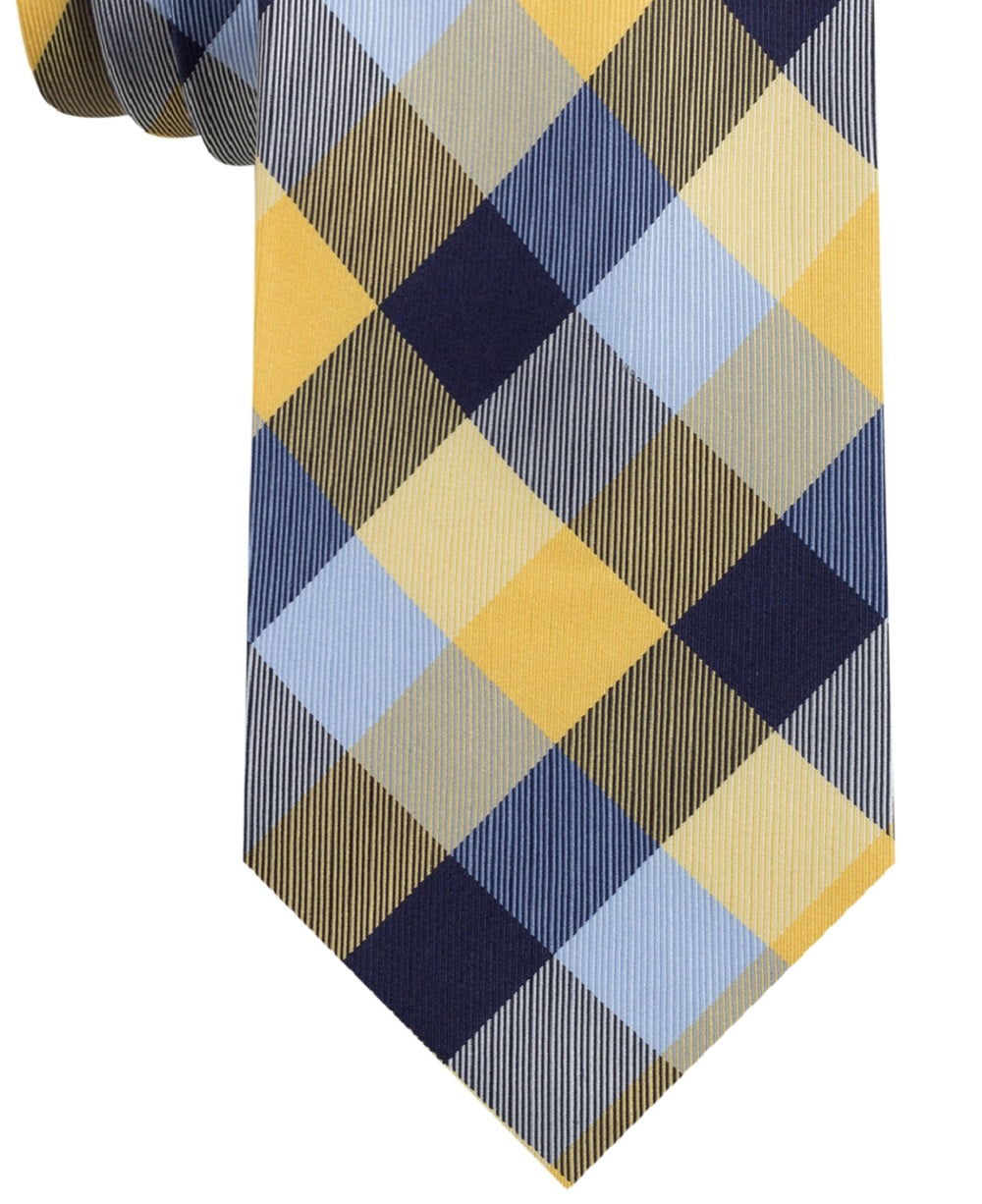 Tommy Hilfiger Men's Buffalo Check Tartan Silk Tie Yellow Size Regular