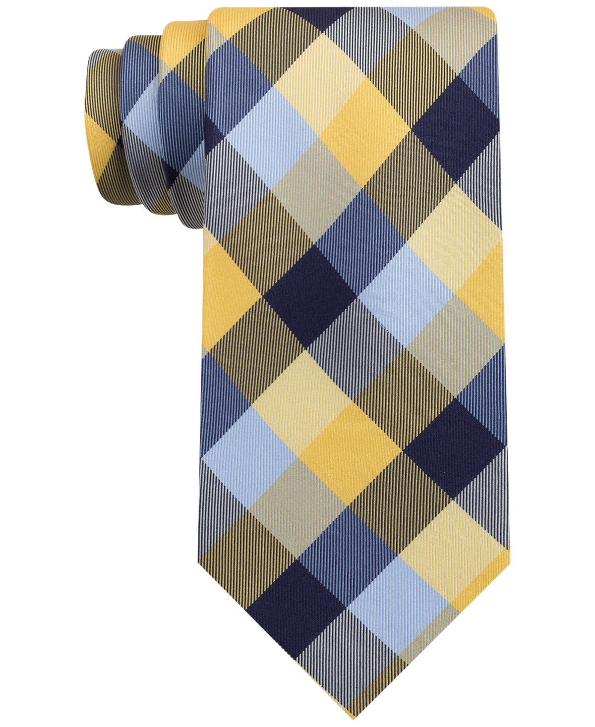 Tommy Hilfiger Men's Buffalo Check Tartan Silk Tie Yellow Size Regular