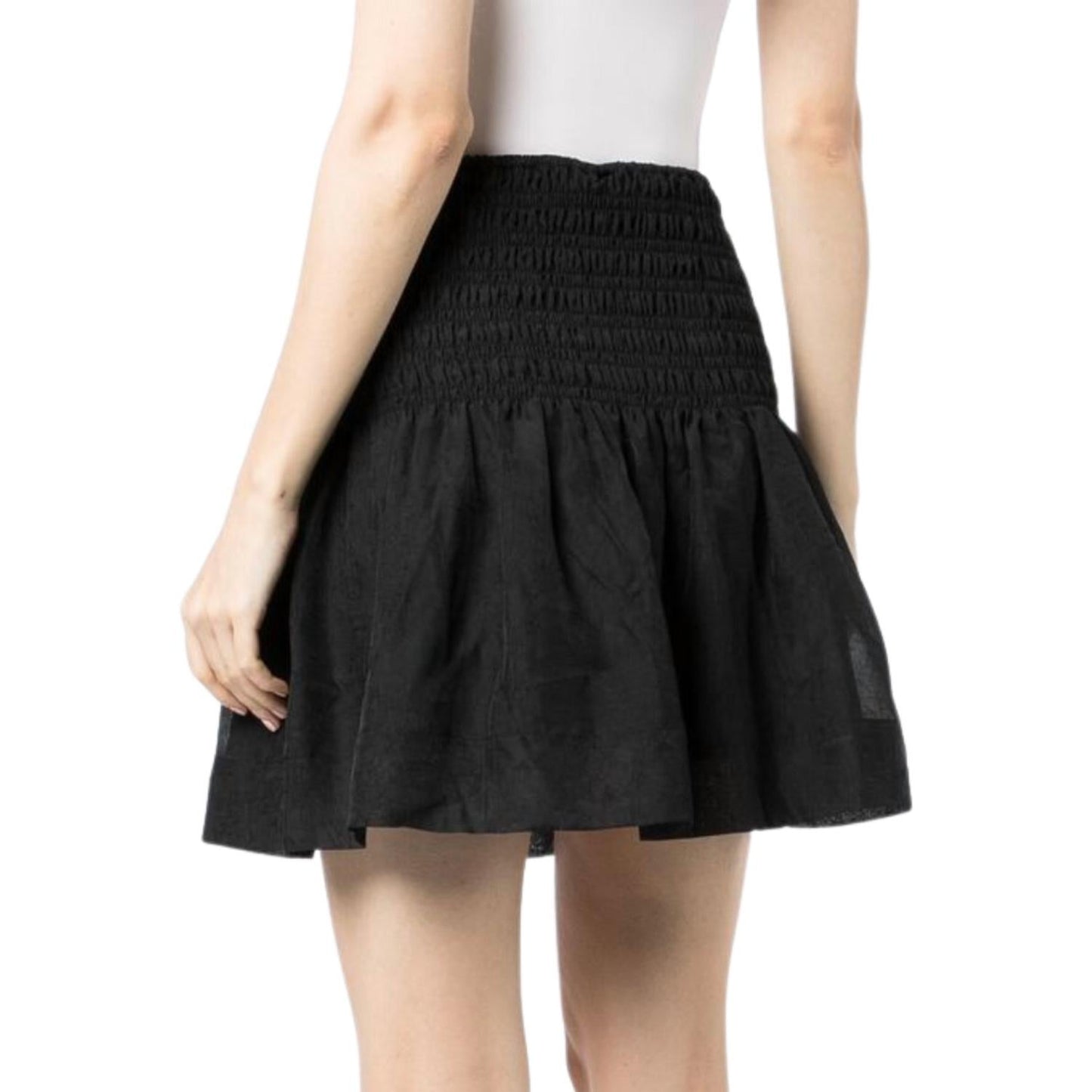 Ganni - CRINKLED GEORGETTE SMOCKED MINI SKIRT