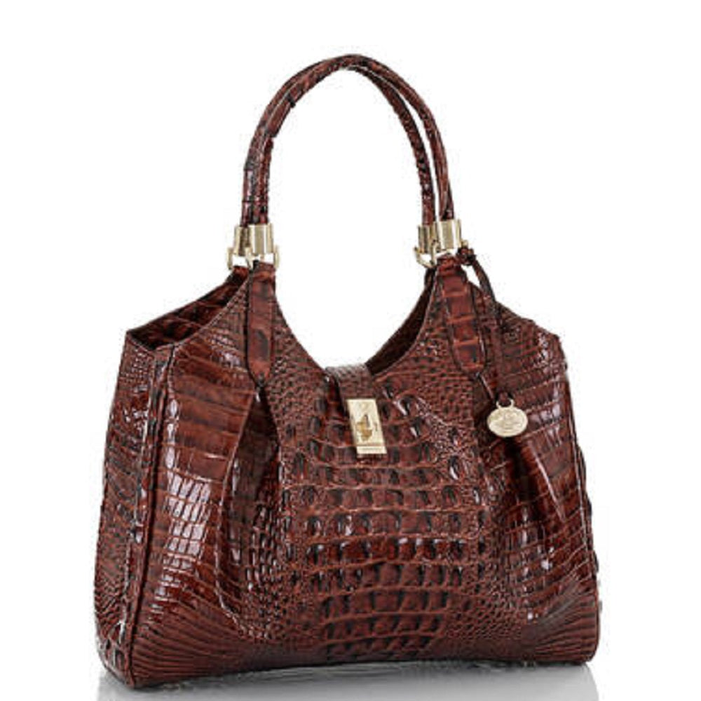 Brahmin Women's Embossed Leather Satchel Brown Size Regular