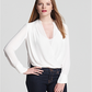 BCBGMAXAZRI Women's Jaklyn Draped Front Essential Blouse White Size X-Small