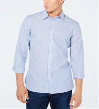 Calvin Klein Men's Bengal Striped Shirt Blue Size Medium