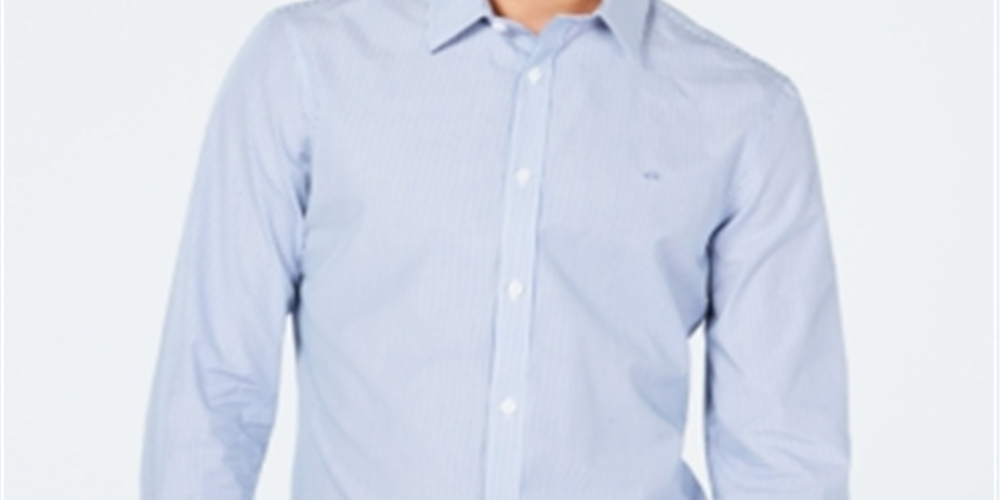 Calvin Klein Men's Bengal Striped Shirt Blue Size Medium