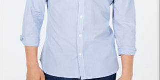 Calvin Klein Men's Bengal Striped Shirt Blue Size Medium