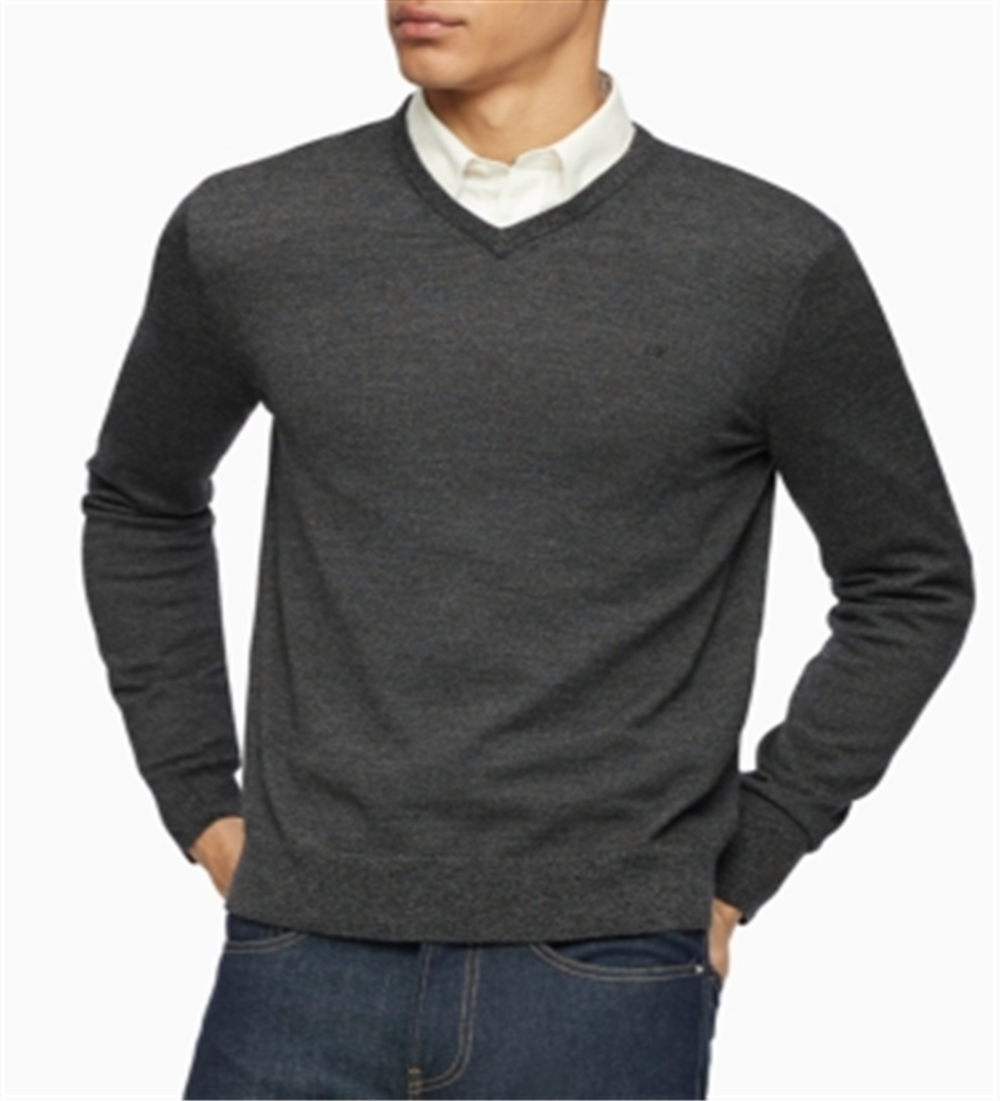 Calvin Klein Men's Merino Wool V Neck Sweater Black Size M