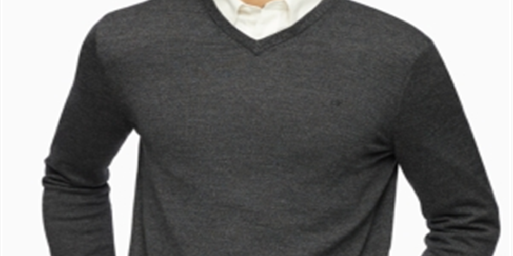 Calvin Klein Men's Merino Wool V Neck Sweater Black Size M