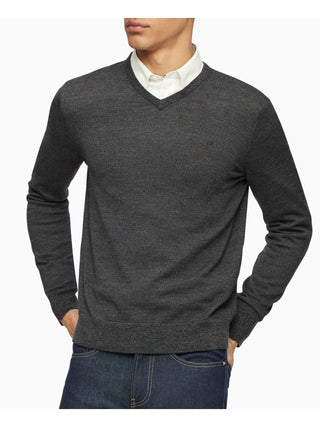 Calvin Klein Men's Merino Wool V Neck Sweater Gray Size X-Small