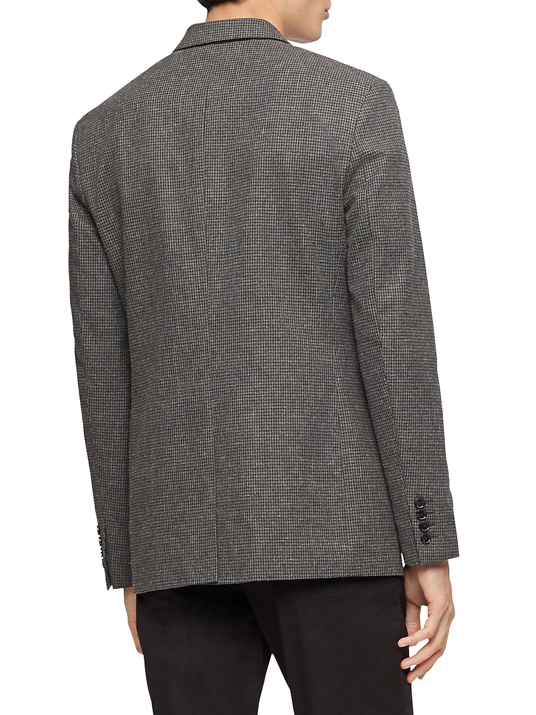 Calvin Klein Men's Slim Fit Heathered Check Blazer Gray Size M