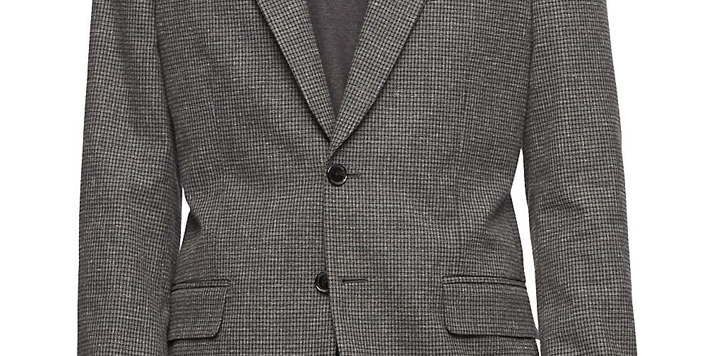 Calvin Klein Men's Slim Fit Heathered Check Blazer Gray Size M