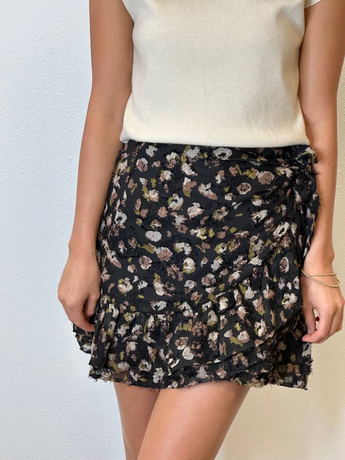 Molly Bracken - Asymmetrical Ruffle Hem Mini Skirt