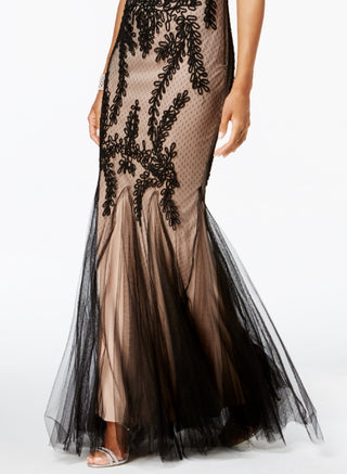 Betsy & Adam Women's Soutache Mermaid Gown Black Size 12