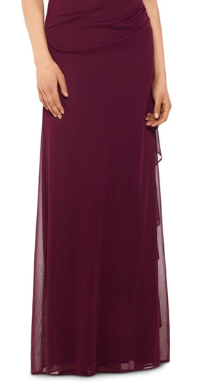 Betsy & Adam Women's Ruched Halter Gown Red Size 4