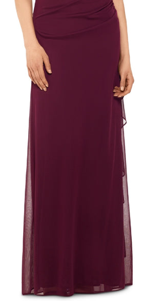 Betsy & Adam Women's Ruched Halter Gown Red Size 6